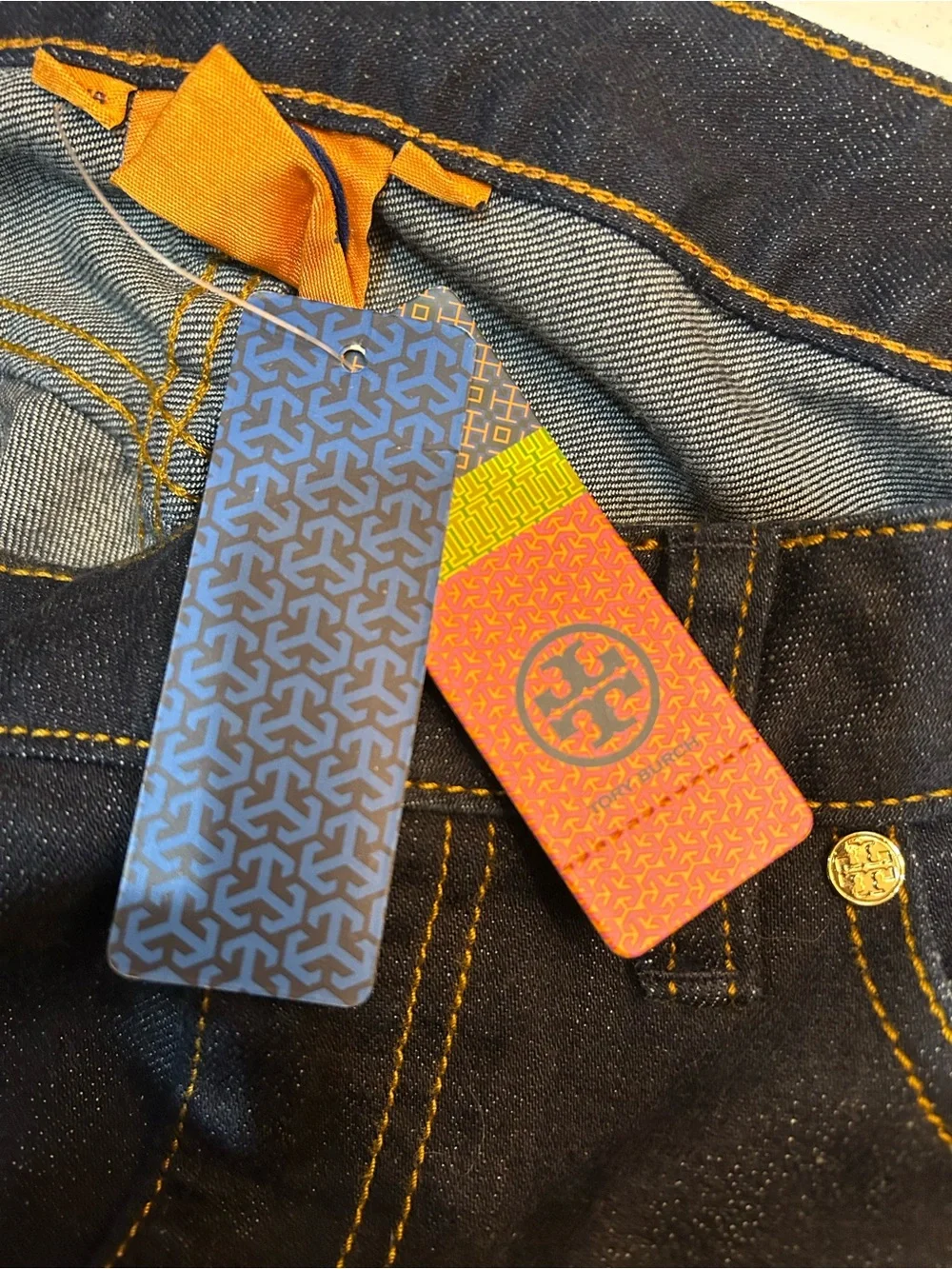 NWT Tory Burch Women's Skinny Jeans in Dark Indigo with Gold Hardware Size 4
